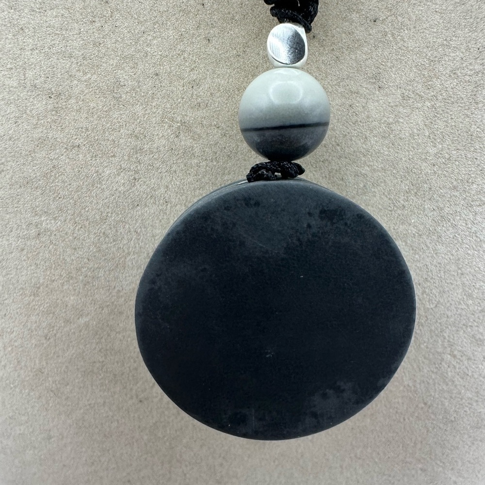 Tai Chi Stone Tiger Pendant Necklace with Silver Accent Bead on Adjustable Rope - Picture 9 of 10